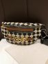 Checkered Pattern Chain Decor Waist Bag