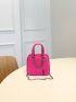 Mini Neon Pink Chain Decor Square Bag