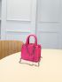 Mini Neon Pink Chain Decor Square Bag