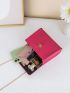 Mini Neon Pink Litchi Embossed Chain Flap Square Bag