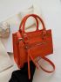 Mini Neon Orange Crocodile Embossed Square Bag