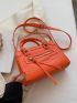 Mini Neon Orange Crocodile Embossed Square Bag