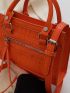 Mini Neon Orange Crocodile Embossed Square Bag