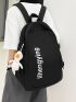 Letter Print Design Functional Backpack With Bag Charm