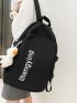 Letter Print Design Functional Backpack With Bag Charm