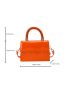 Mini Neon Orange Artificial Patent Leather Flap Square Bag