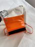 Mini Neon Orange Artificial Patent Leather Flap Square Bag