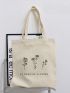 Floral & Slogan Graphic Shopper Bag