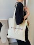 Letter Pattern Canvas Tote Bag