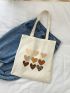 Heart Graphic Canvas Shopper Bag