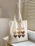 Heart Graphic Canvas Shopper Bag