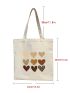 Heart Graphic Canvas Shopper Bag