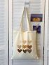 Heart Graphic Canvas Shopper Bag