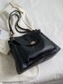 Twist Lock Chain Decor Shoulder Tote Bag