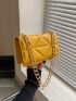 Mini Neon-Yellow Geometric Embossed Flap Chain Square Bag