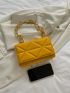 Mini Neon-Yellow Geometric Embossed Flap Chain Square Bag