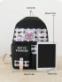 Plaid & Letter Graphic Release Buckle Decor Functional Backpack