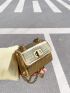 Mini Metallic Crocodile Embossed Twist Lock Flap Chain Square Bag