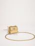 Mini Metallic Crocodile Embossed Twist Lock Flap Chain Square Bag