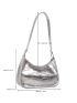 Mini Metallic Crocodile Embossed Baguette Bag