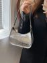 Mini Metallic Crocodile Embossed Baguette Bag