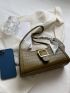 Crocodile Embossed Twilly Scarf Decor Baguette Bag