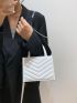 Mini Chevron Embossed Double Handle Square Bag