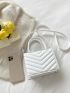 Mini Chevron Embossed Double Handle Square Bag