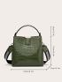 Crocodile Embossed Top Handle Bucket Bag