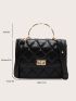 Mini Quilted Detail Twist Lock Flap Square Bag