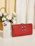 Neon Red Rhinestone Decor Chain Glitter Box Bag