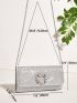 Mini Rhinestone Decor Glitter Square Bag