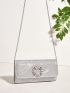 Mini Rhinestone Decor Glitter Square Bag