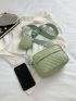 Quilted Square Bag Green Adjustable Strap With Coin Purse For Daily