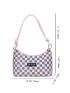 Checkered Pattern Letter Patch Decor Hobo Bag