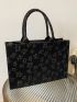 Jacquard Double Handle Shoulder Tote Bag