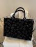 Jacquard Double Handle Shoulder Tote Bag