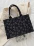 Jacquard Double Handle Shoulder Tote Bag