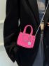 Mini Neon Pink Chain Decor Square Bag