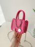 Mini Neon Pink Chain Decor Square Bag