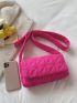 Neon Pink Geometric Quilted Square Bag