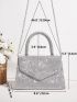 Trendy Glitter Evening Bag, Women's Elegant Handbag Top Handle Flap Purse For Party & Wedding