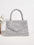 Trendy Glitter Evening Bag, Women's Elegant Handbag Top Handle Flap Purse For Party & Wedding