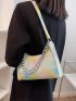 Tie Dye Crocodile Embossed Chain Decor Baguette Bag