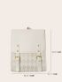 Argyle Pattern Studded Decor Flap Backpack