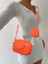 Neon Orange Crossbody Bag With Small Pouch