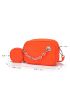 Neon Orange Crossbody Bag With Small Pouch