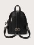 Letter & Metal & Pom Pom Decor Classic Backpack