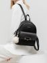 Letter & Metal & Pom Pom Decor Classic Backpack