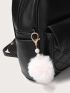 Letter & Metal & Pom Pom Decor Classic Backpack